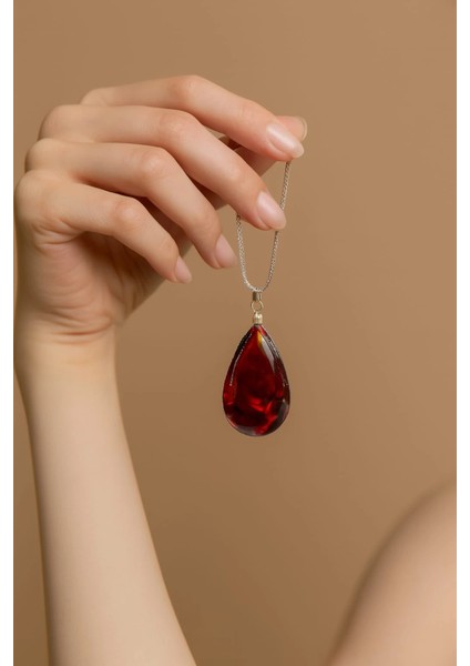 Hürrem Sultan Ateş Kehribarı 925 Ayar Gümüş Zincir Kadın Kolye fiyatları