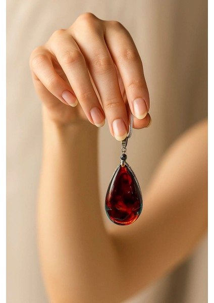 Hürrem Sultan Ateş Kehribarı 925 Ayar Gümüş Zincir Kadın Kolye modelleri