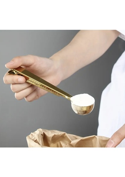 Mandallı Kahve Ölçü Kaşığı Gold Çok Fonksiyonlu Paslanmaz Çelik Kaşık fırsatları