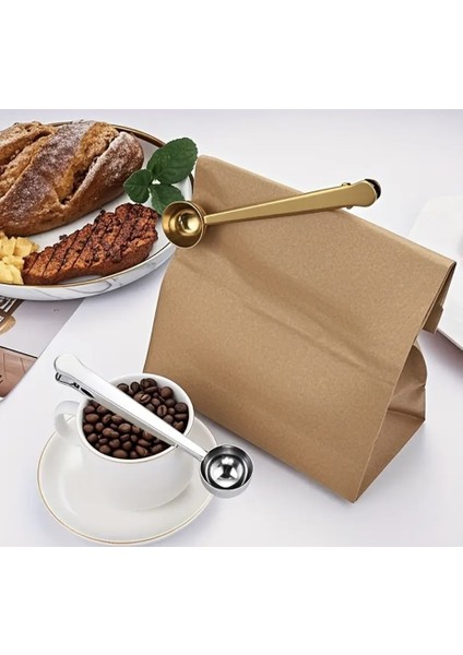 Mandallı Kahve Ölçü Kaşığı Gold Çok Fonksiyonlu Paslanmaz Çelik Kaşık indirimleri