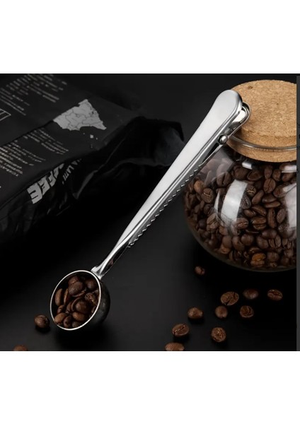 Mandallı Kahve Ölçü Kaşığı Gold Çok Fonksiyonlu Paslanmaz Çelik Kaşık