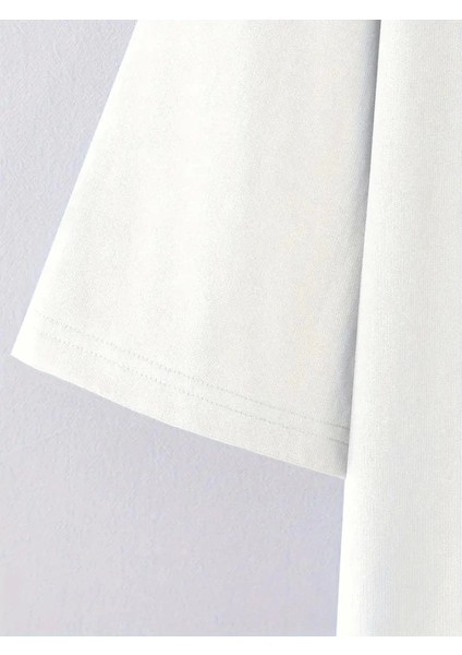 Baskılı Oversize Bisiklet Yaka T-Shirt - Beyaz fırsatları