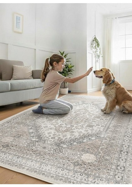 Vintage Koleksiyonu Eskitme Otantik Desenli Makinede Yıkanabilir Halı fırsatları