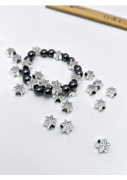 Metal Boncuk Arası – Gümüş Renkli - 20 Adet | Tesbih ve Doğal Taş Bileklik Yapımı Için Uyumlu modelleri