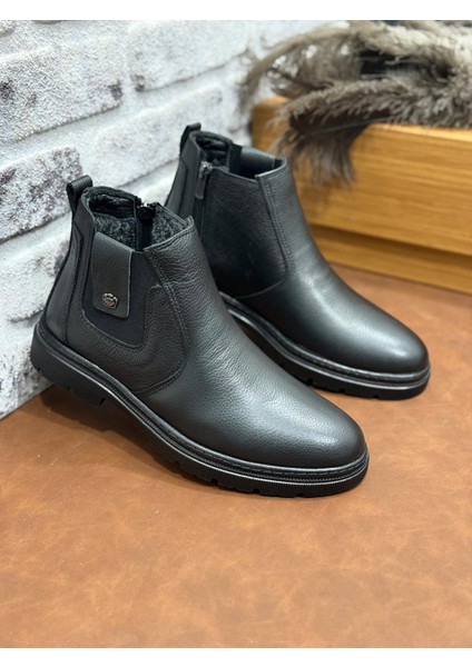 Hakiki Deri Büyük Numara Ortopedik Kürklü Erkek Bot modelleri