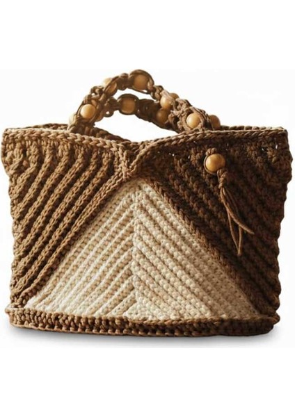 Üçgen Model Makrome Tığ Işi El Örgüsü Çanta