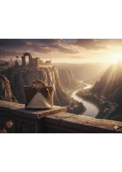 Üçgen Model Makrome Tığ Işi El Örgüsü Çanta