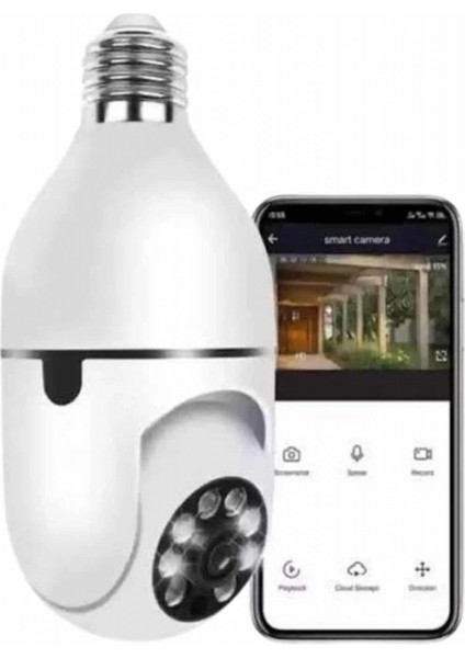 Wifi Güvenlik Kamerası Çift Kameralı Ampule Takılabilir Sensörlü modelleri