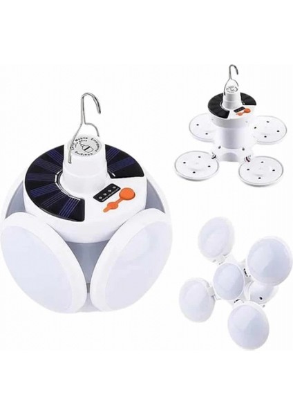 5 Kanatlı Bahçe Aydınlatma LED Askılı Solar Güneş Enerji USB Sarjlı