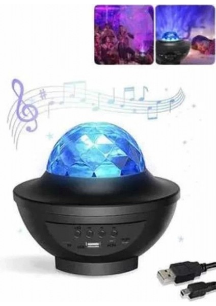Masa ve Gece Lambası Renkli Projektör Işıklı Disko Topu Bluetooth Hoparlör