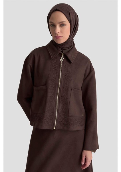 Nakışlı Süet Takım 25KD1505 Kahverengi modelleri