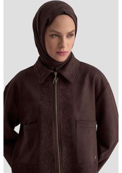 Nakışlı Süet Takım 25KD1505 Kahverengi fırsatları