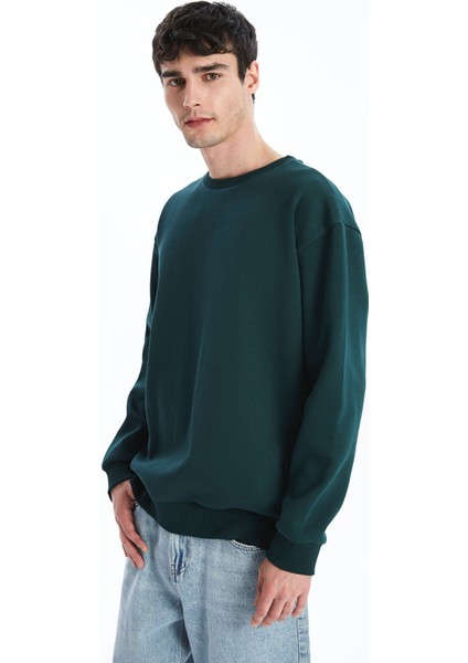 Yeni Sezon Bisiklet Yaka Uzun Kollu Erkek Kalın Sweatshirt