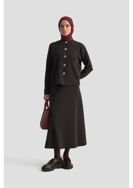 Düğme Detaylı Örme Takım 25KD1805 Siyah