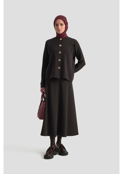 Düğme Detaylı Örme Takım 25KD1805 Siyah fiyatları