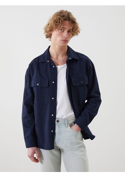 Yeni Sezon Rahat Kalıp Gabardin Erkek Gömlek Ceket