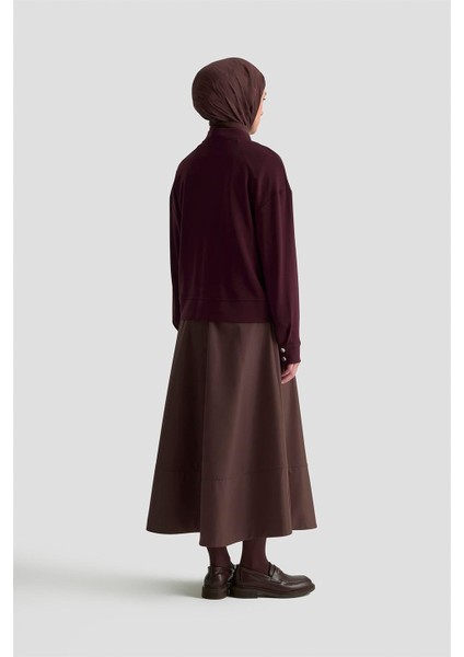 Zımbalı Örme Ceket 25KD4032 Mürdüm indirimleri