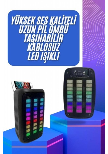 Taşınabilir 6.5 Inç LED Bluetooth Kareoke Hoparlör Rgb Işıklı Radyolu