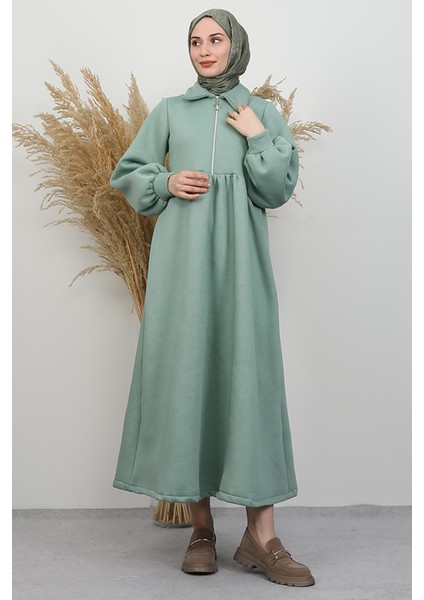 Ilayda Fermuarlı Elbise Mint