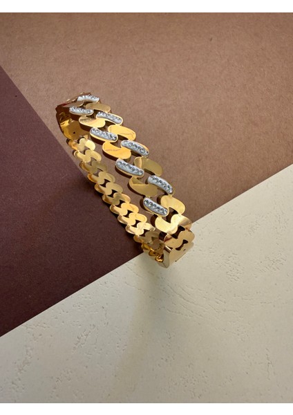 Zincir Taşlı Çelik Kelepçe - Altın fiyatları