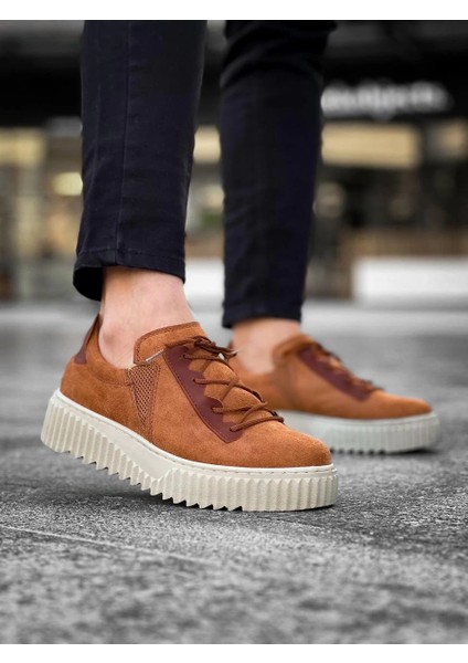 Sptrns KB-X502 Kuback Taba Süet Yüksek Bej Taban Bağcık Detaylı Lastikli Günlük Erkek Ayakkabı (Numara: 45) modelleri