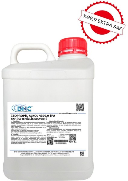 Saf %99,9 Temizlik Solventi Dezenfektan Buğu Önleyici-5 Litre