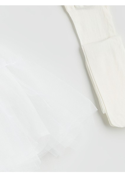 Yeni Sezon Beli Lastikli Kız Çocuk Tütülü Etek ve Külotlu Çorap 2'li fiyatları