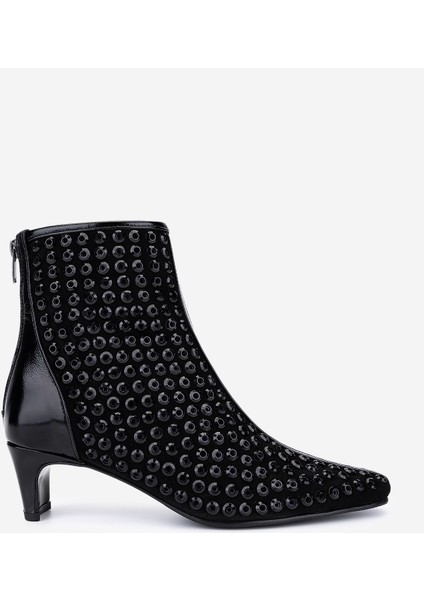 Kadın Hakiki Deri Siyah Topuklu Bot 35 2965 Bn Bot SK25-26 Sıyah