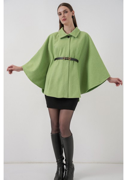 Kadın Kemerli Kaşe Panço 9170 - E.yeşil fiyatları