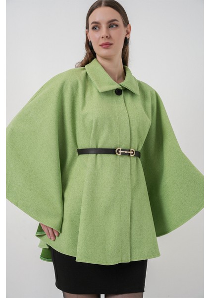 Kadın Kemerli Kaşe Panço 9170 - E.yeşil modelleri