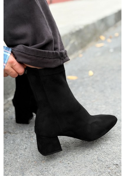 Jornel Kadın Topuklu Streç Bot Siyah Süet fiyatları