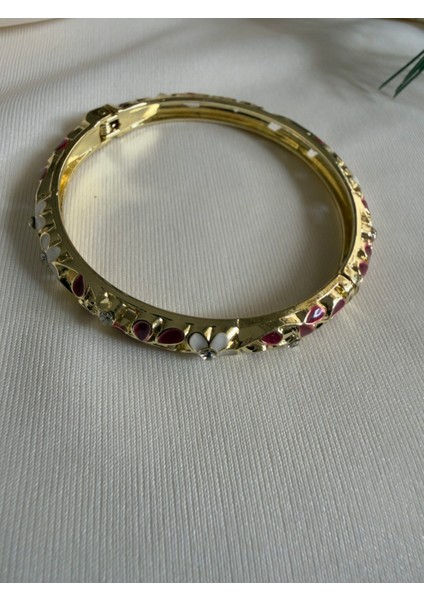 Red Flower Mineli Kelepçe