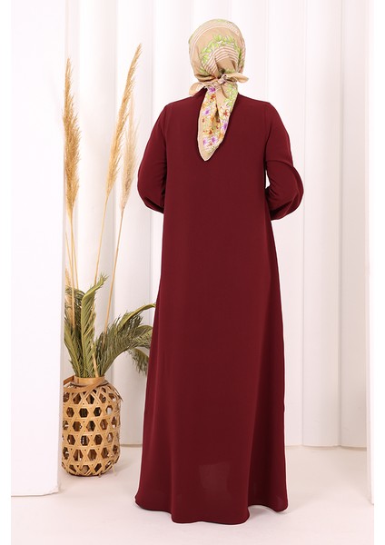 Boydan Düğmeli Elbise 6045 Bordo fırsatları
