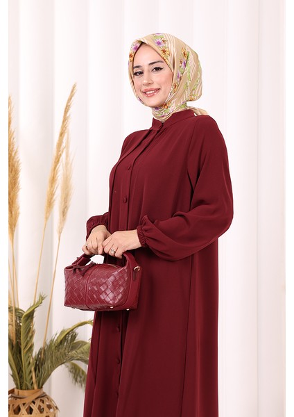 Boydan Düğmeli Elbise 6045 Bordo indirimleri