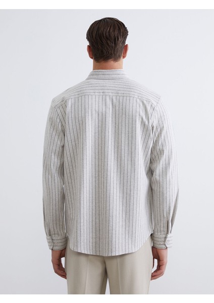 Yeni Sezon Çizgili Uzun Kollu Erkek Gömlek fırsatları