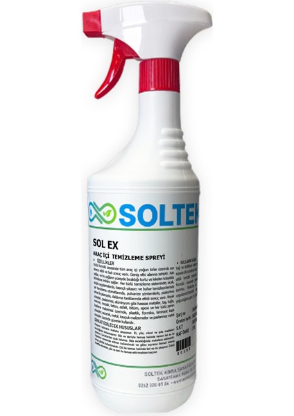 Araç Içi Temizleme ve Bakım Spreyi-Sol Ex 1.2 kg modelleri