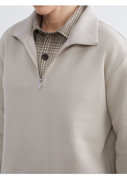 Yeni Sezon Fermuarlı Dik Yaka Erkek Kalın Sweatshirt modelleri