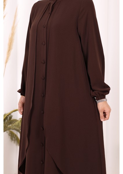 Boydan Düğmeli Elbise 6045 Kahverengi indirimleri