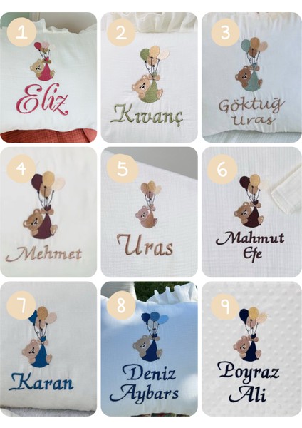 Nakışlı Isme Özel %100 Pamuk 4 Kat Müslin Hastane Çıkış Seti ve Puset Örtüsü fırsatları