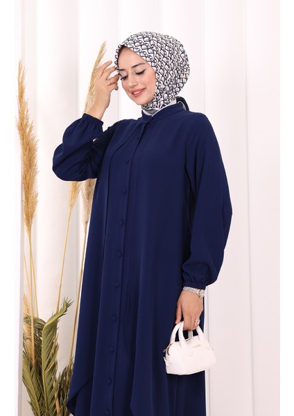 Boydan Düğmeli Elbise 6045 Lacivert indirimleri