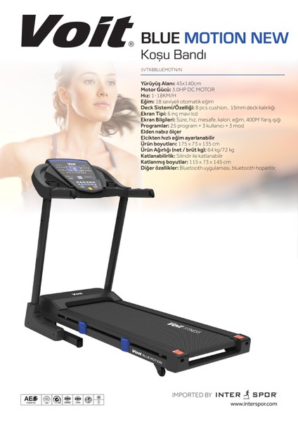 Blue Motion New 3 Hp Bluetooth Özellikli Otomatik Eğimli Koşu Bandı modelleri