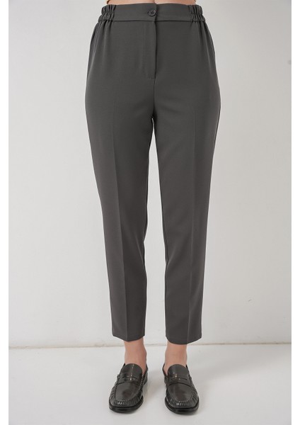 Kadın Beli Lastikli Kumaş Pantolon 30058 - Antrasit fiyatları