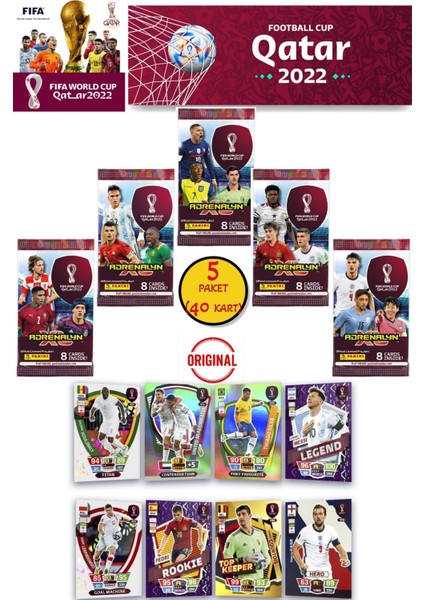 Dünya Kupası Panini Fıfa 2022 Adrenalyn Xl Qatar World Cup Trading Kartı (5 Paket 40 Kart)