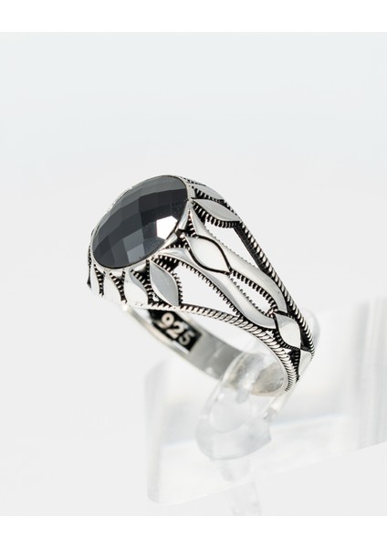 Siyah Garnet Taşlı 925 Ayar Gümüş Erkek Yüzük – Ince Işlemeli Zarif Tasarım fırsatları