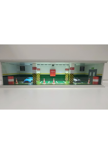 Diorama Kapalı Otopark 1:64 Ölçekli LED Işıklı Oyuncak Garaj