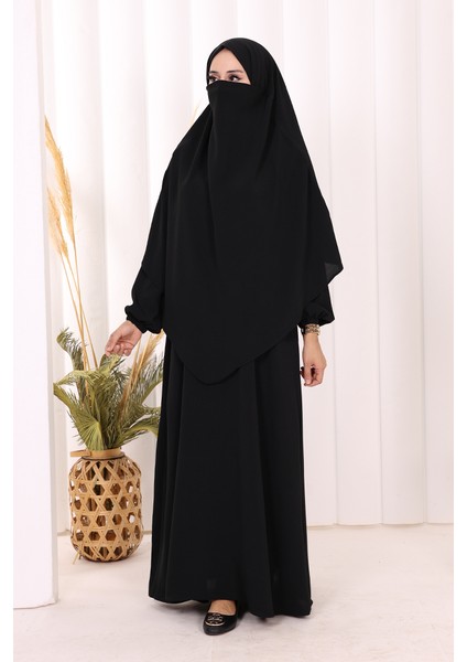 Sufleli Elbise Takım 6044 Siyah