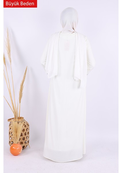 6011-1 Çizgili Fermuarlı Ferace Ekru fırsatları