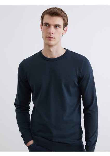 Yeni Sezon Bisiklet Yaka Basic Erkek Triko Kazak