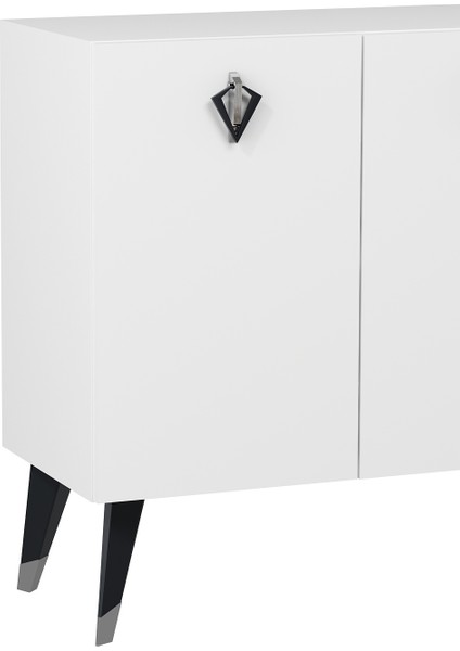 8208-32DD KB150 Konsol, Tv Ünitesi Beyaz-Gümüş-Siyah fırsatları