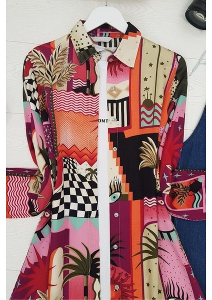 Baskılı Uzun Tunik -Turuncu modelleri